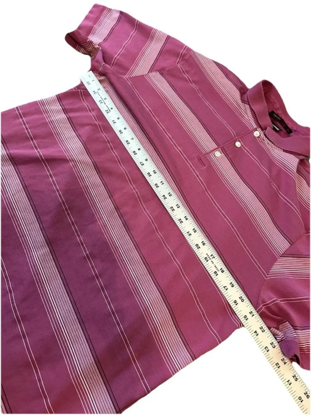 Nike Tiger Woods Collection Dri Fit Mens Golf Polo L Pink Striped‎ Performance